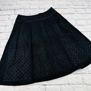 Talbots Black Lace Pleated Full Skirt Womens Size 4 Above Knee Romantic Elegant